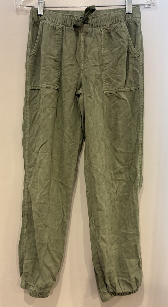 Cat & Jack Kids Girls Solid Olive Green Cotton Adjustable Waist Jogger Pants XL