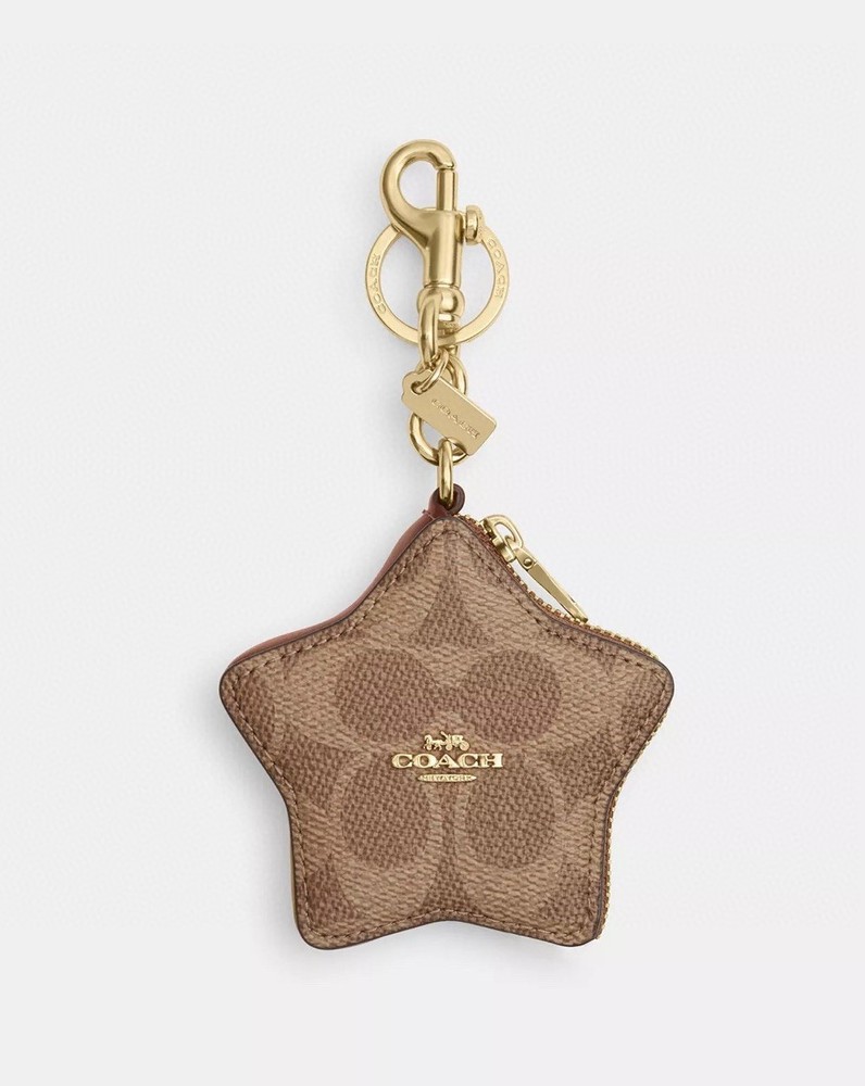 NWT Coach Star Bag Charm Coin Pouch in Signature Canvas