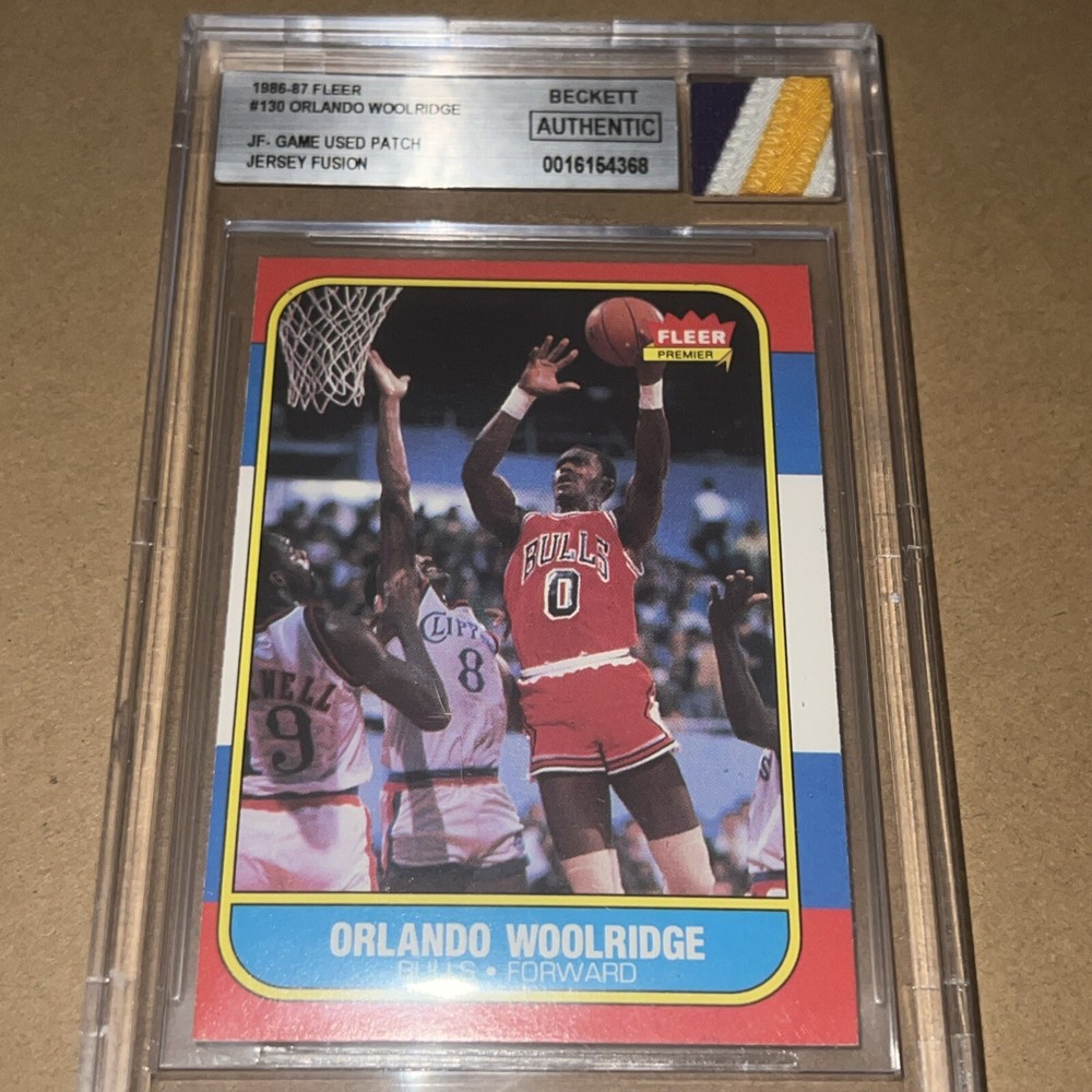 Orlando Woolridge-1986 Fleer- Jersey Fusion GU Patch BGS Authentic
