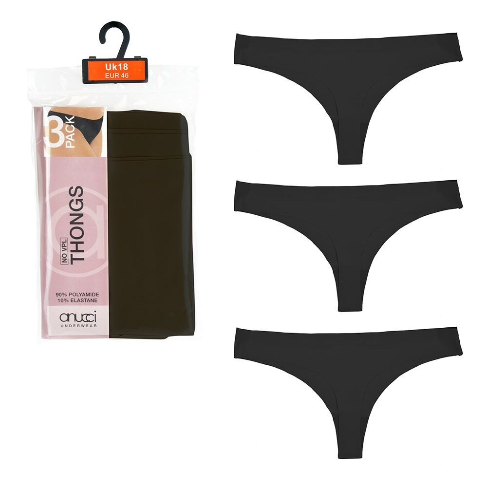 Invisible Knickers Seamless No VPL Thongs Smoothing Underwear 3 Pack