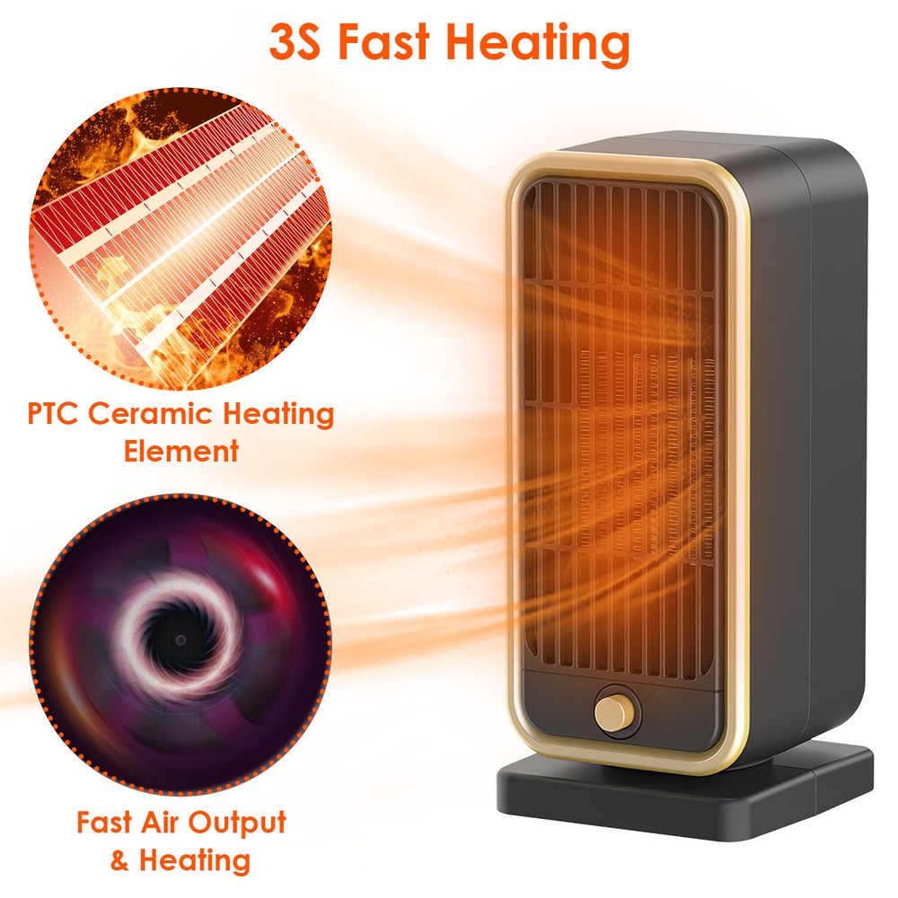 500W Ceramic Heater Fan Quick Heating Overheating Protection Home Office Use