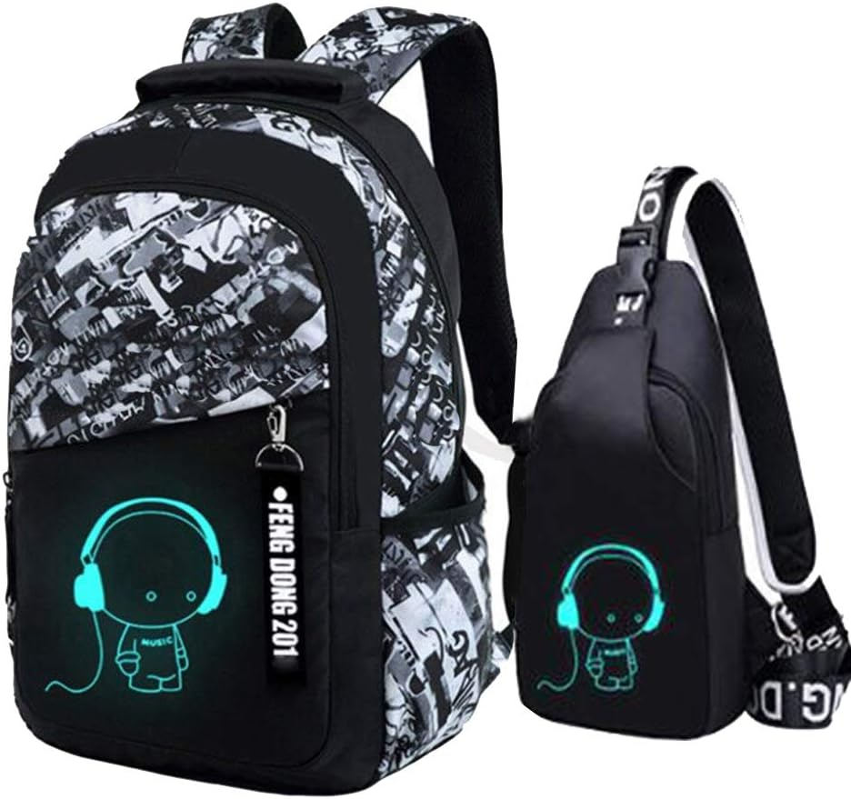 School Backpack for Boys Print Backpack Teenagers Nylon Large School Bag Outdoor