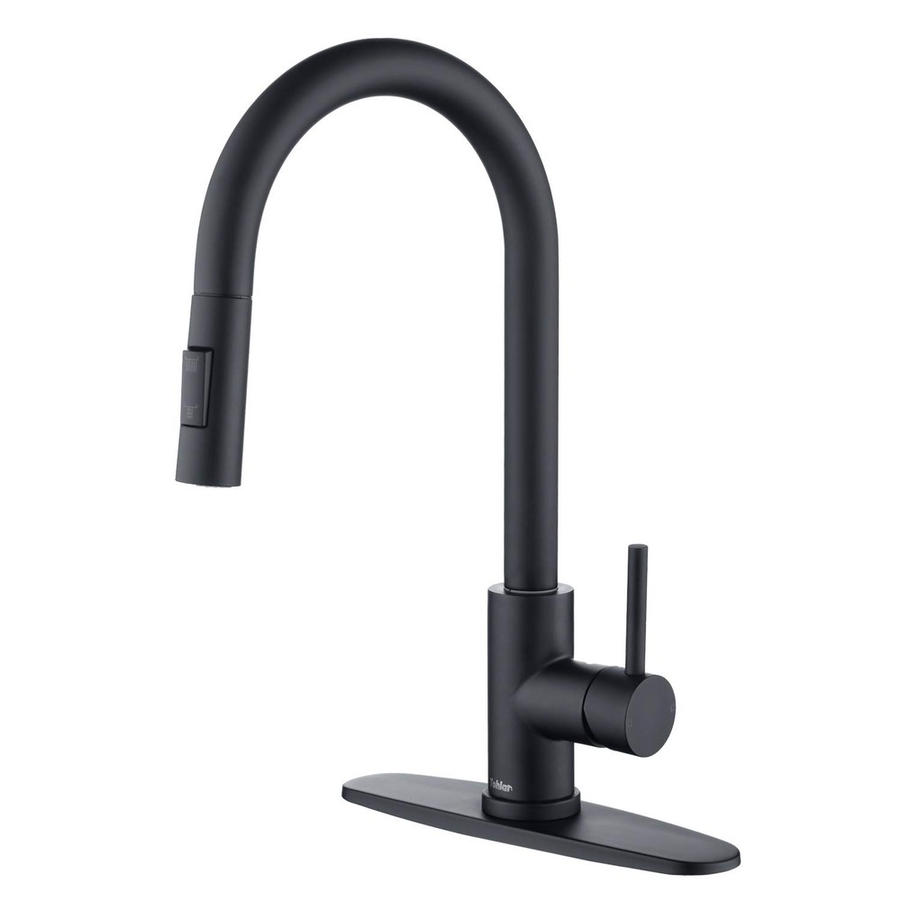 Tohlar Black Single Handle Pull-Down Sprayer Kitchen Faucet