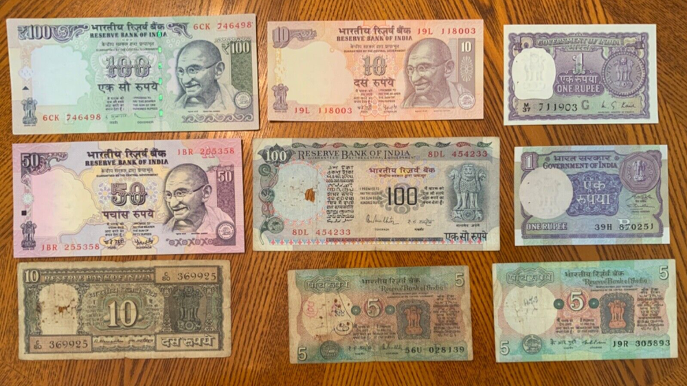 Vintage World Banknote Lot from India.