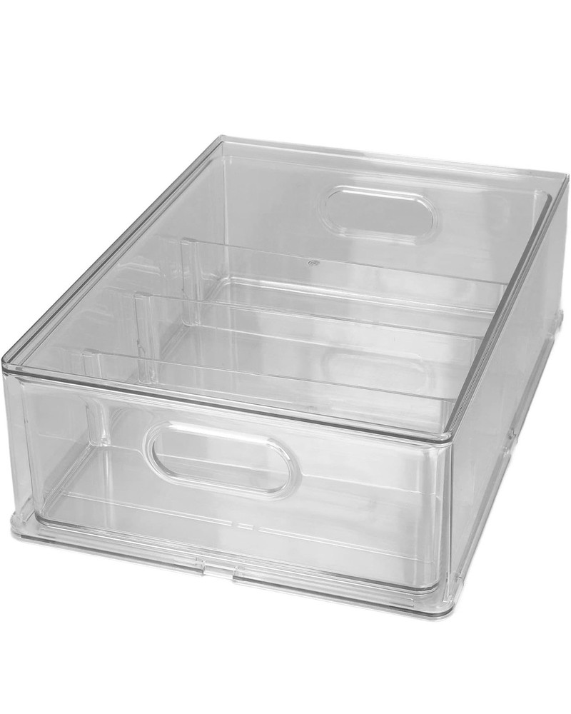 Large Clear Plastic Pull-Out Storage Drawer Stackable Multi-Functional Organizer
