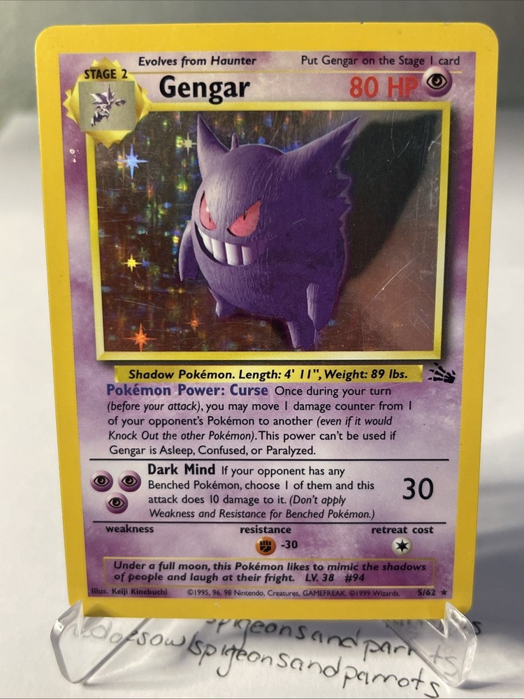 Pokemon TCG Gengar Holo Fossil 5/62 MP Rare Trading Card