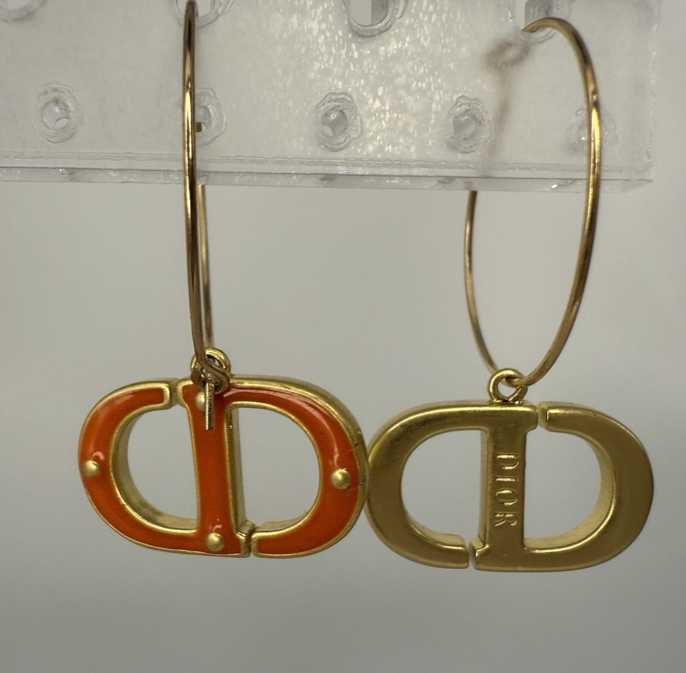 Dior Charm Handmade Orange 1 Inch Hoop Earrings