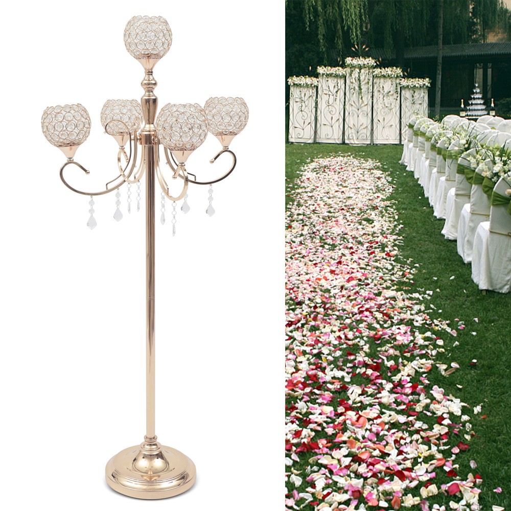 Quality 5 Arms Gold Floor Candelabra Centerpiece 49inch Tall Candle Holder New
