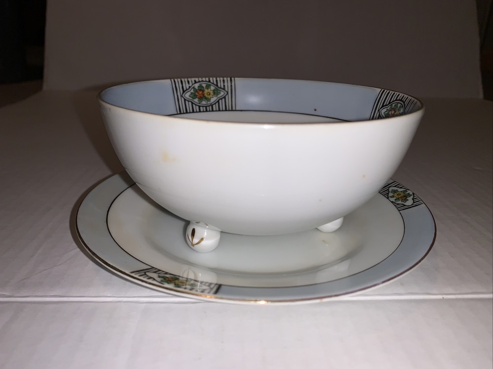 Noritake Blue Footed Whipped Cream Bowl with Underplate