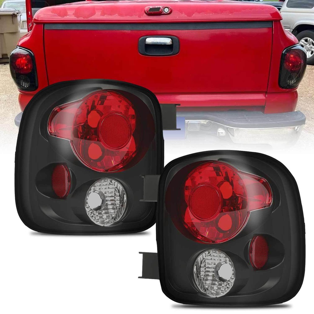 1999-2004 Chevy Silverado Sierra Stepside Smoked Black Tail Light Set