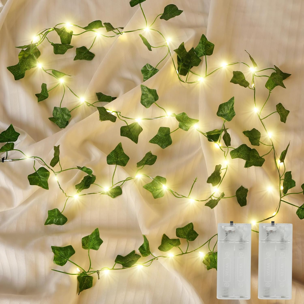 New 2 Pack 6.56FT 40 LED Vine String Lights with Leaf Decor
