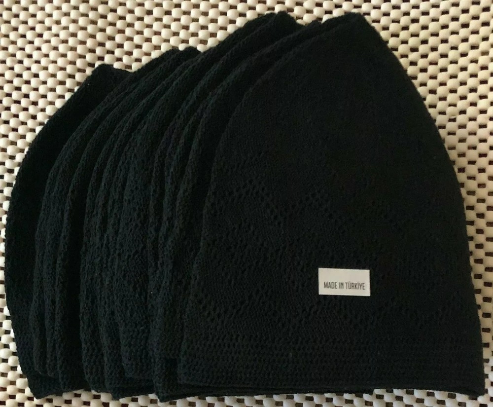 5-Piece Wholesale Black Islamic Men Kufi Prayer Caps Turkey-Made  