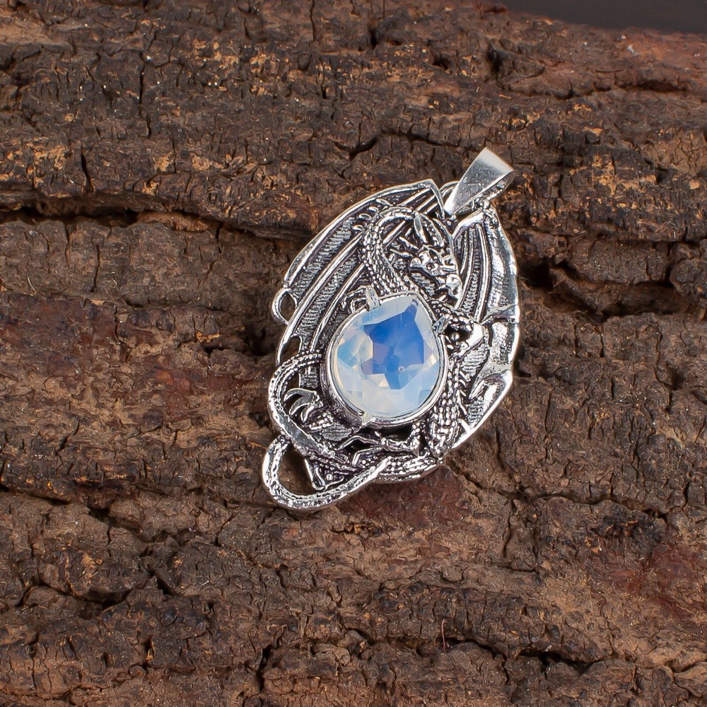 925 Sterling Silver Milky Opal Pendant Boho Gift for Her