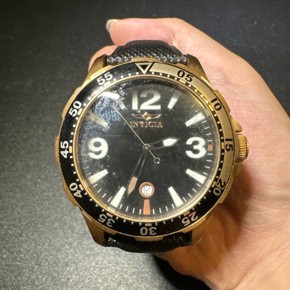 Invicta 12124 Specialty Men’s Watch BRONZE 45mm W/R 100M Leather *Need Battery*