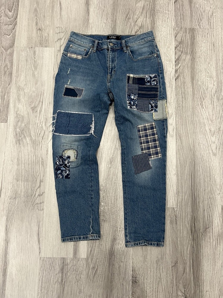 Lauren Ralph Lauren Patchwork Relaxed Tapered Jeans Women Unisex Size 30×28