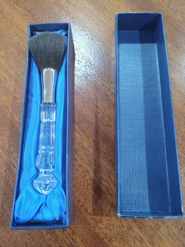 Retired Waterford Crystal Handled MAKEUP POWDER or BLUSH BRUSH 6.25