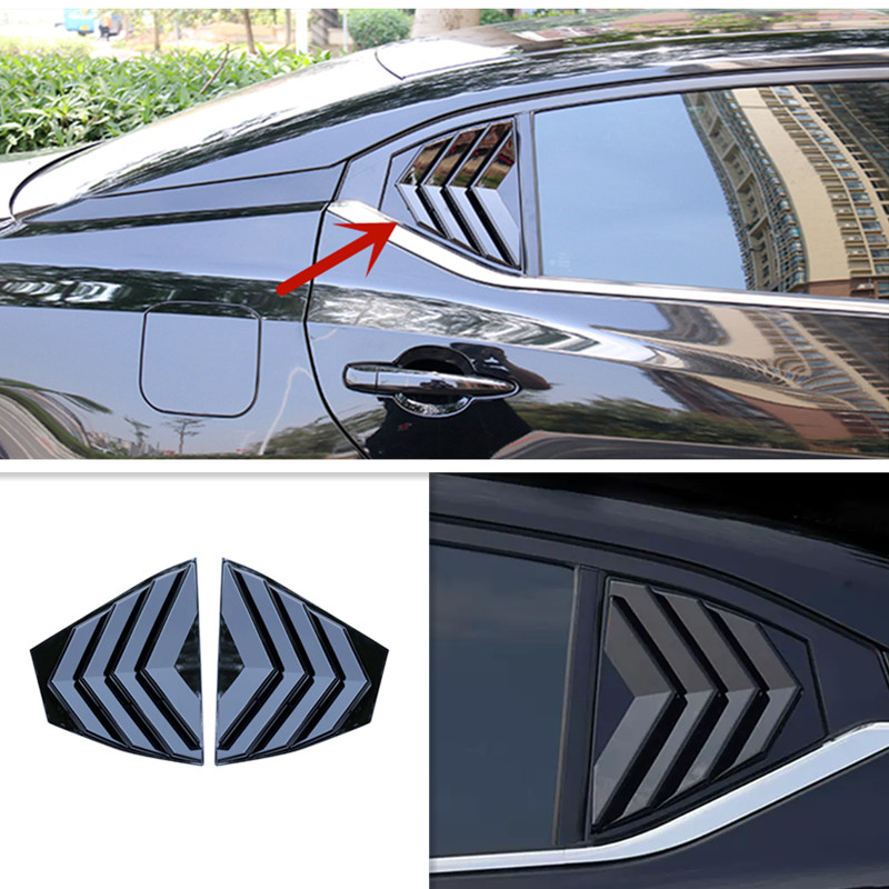 Nissan Sentra 2020-2024 Bright Black Rear Window Louvers Vent Cover Trim
