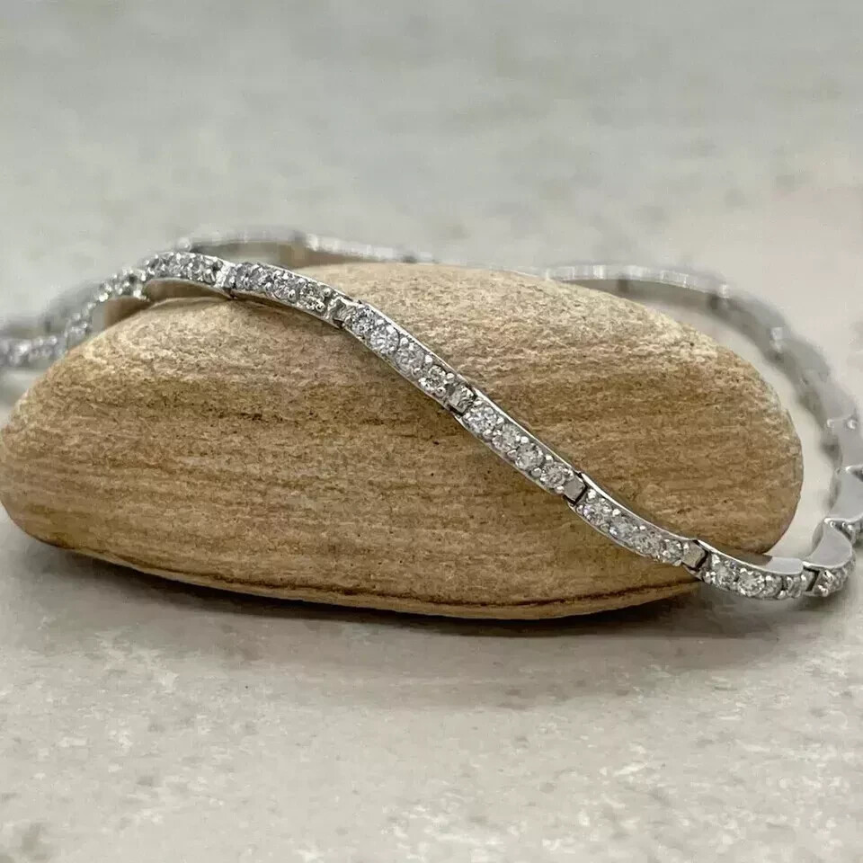 2ct Round VVS1/D Moissanite Tennis Bracelet in 14k White Gold