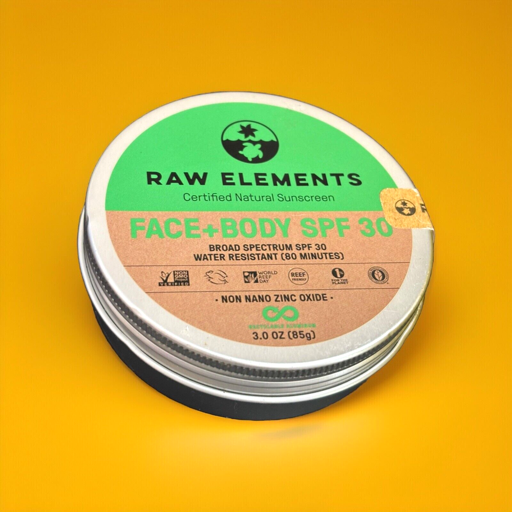 Raw Elements Natural Zinc Oxide Sunscreen SPF 30 for Face and Body 3 oz