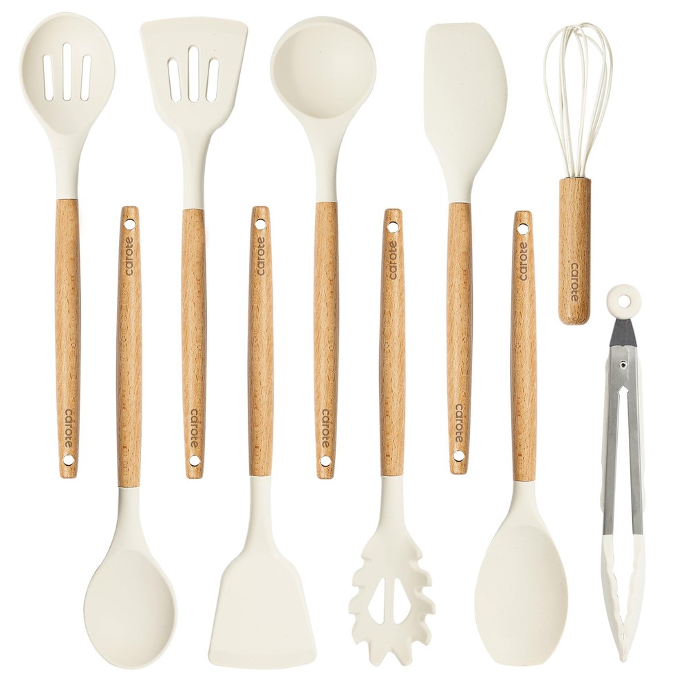 446°F Heat Resistant 10-Piece Non-Stick Silicone Kitchen Cooking Utensils Set
