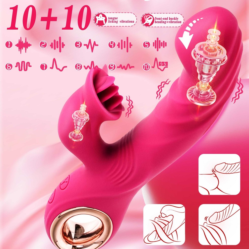 Vibrator Dildo G-spot Clit Stimulator Licking Masturbation orgasm Sex Toys Women