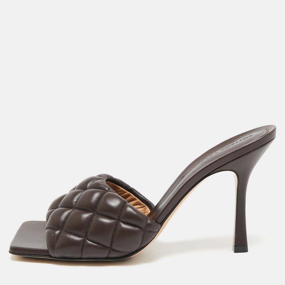 Bottega Veneta Brown Padded Leather Lido Slide Sandals Size 41