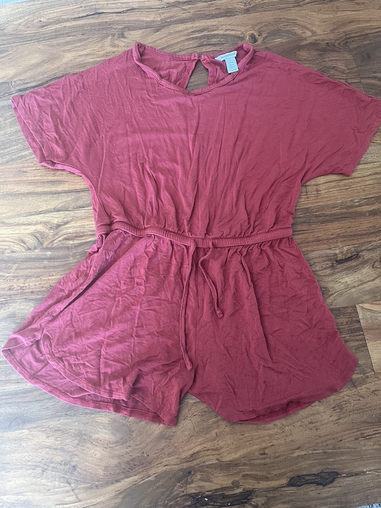 Nordstrom Kids Girl Romper Size L 10-12 Red Maroon Super Soft Adjustable Waist