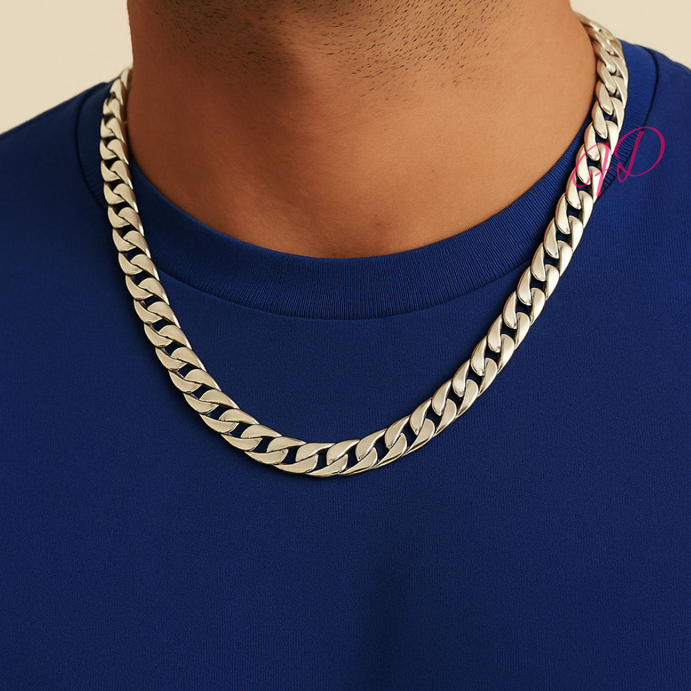 Cuban Miami Necklace Chain Platinum 22 Inches Width 9.4 mm PT950