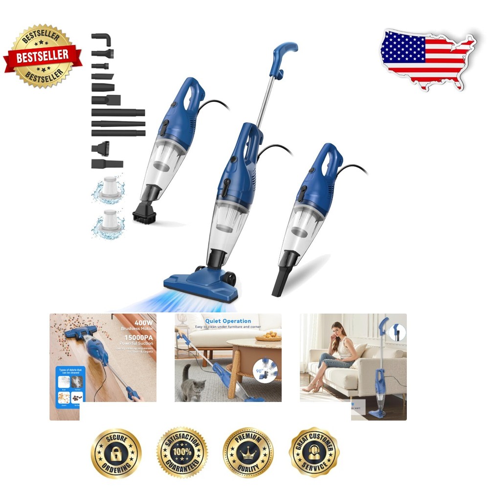 Versatile Stick Vacuum with 12-in-1 Functionality - Ideal for Pet Hair & Carpets