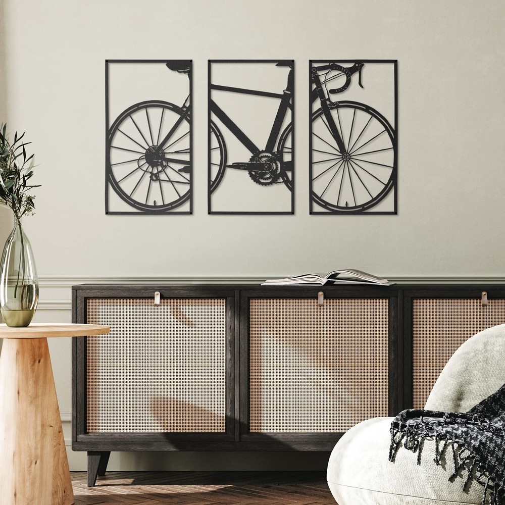 Nuenen 3 Pieces Metal Bicycle Wall Art Vintage Bike Metal Wall Art Decor Anti...