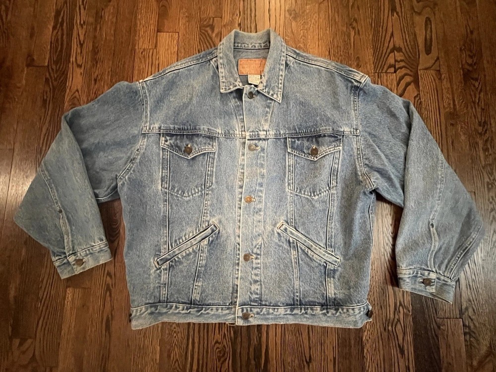 Calvin Klein Vintage 80s Unisex Denim Jacket Size Large USA Made Medium Wash