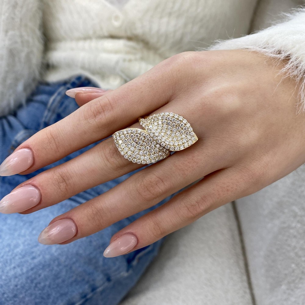 14K Yellow Gold Micro Pave Cocktail Ring 3ct Round Labcreated Diamond F/VS