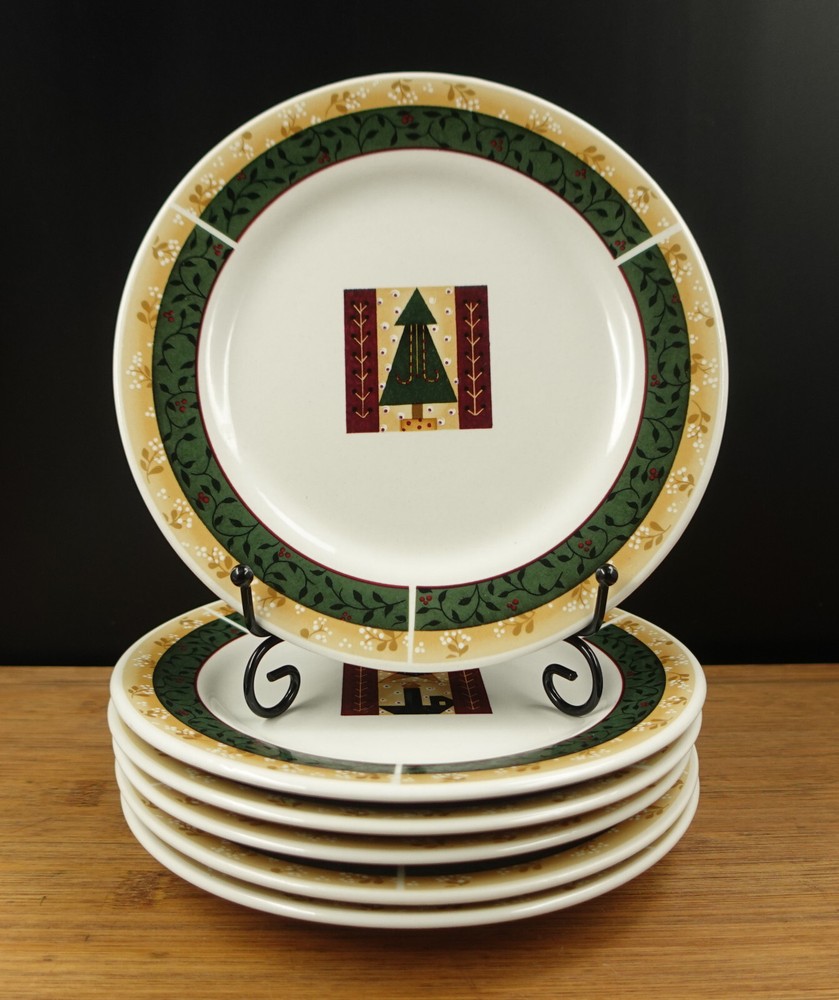 6 Christmas Patch by SAKURA Salad Plates Xmas Tree