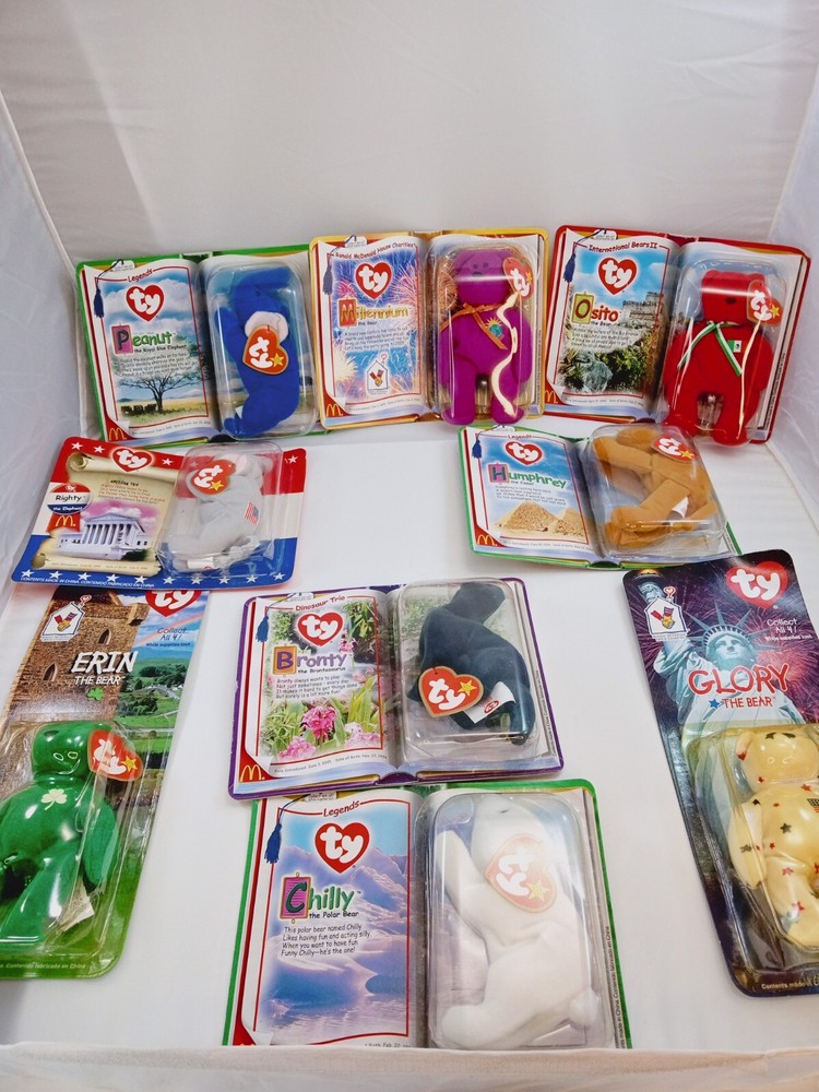 2000 McDonald's Ty Teenie Beanies Babies Rare Complete Set of 9 (New in boxes)