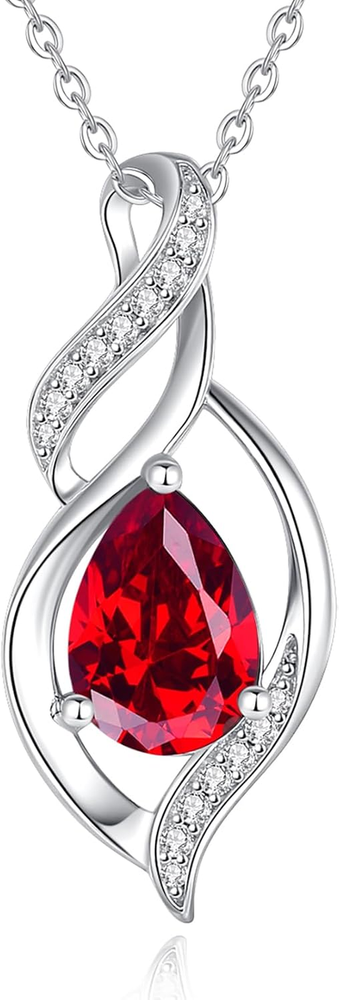 Birthstone Necklace for Women Teardrop Necklace S925 Sterling Silver Infinity Lo