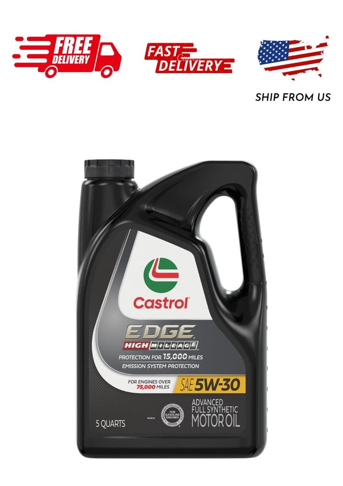 Castrol EDGE High Mileage 5W-30 Advanced Full Synthetic Motor Oil, 5 Quarts