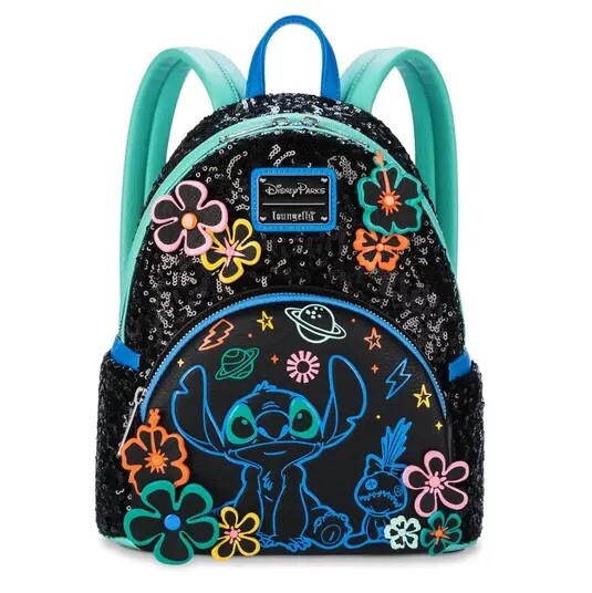 Disney Parks 2024 Stitch 626 Day Neon Sequin Backpack Bag Loungefly Sealed New