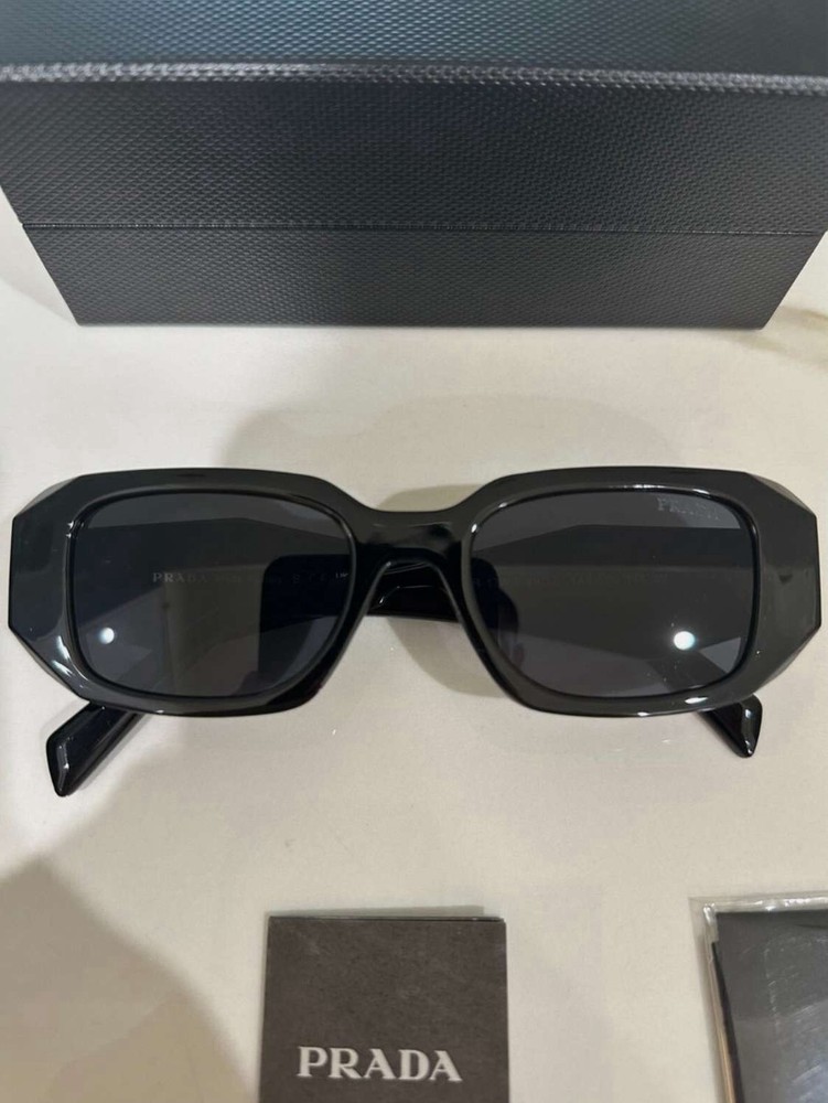 Prada PRDar 17WS Black Rectangle Sunglasses for Women 49mm