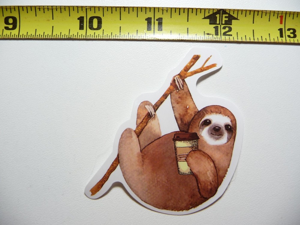 Sloth Waking Up Coffee Decal Sticker for Morning Energy Boost