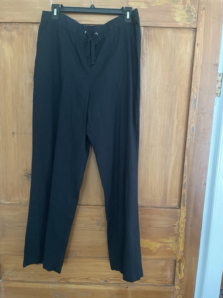 Kim Rogers Black Linen Cotton Pants Size Medium