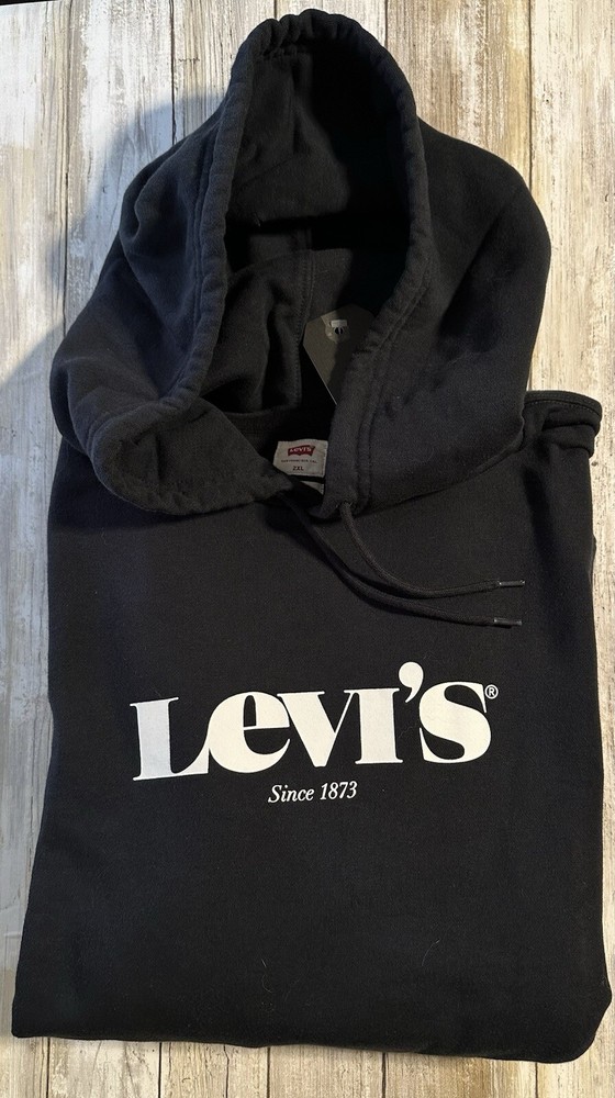 Levi's Mens 2XL Hoodie  Sweatshirt Black Hooded Pullover Big NWT $59.50