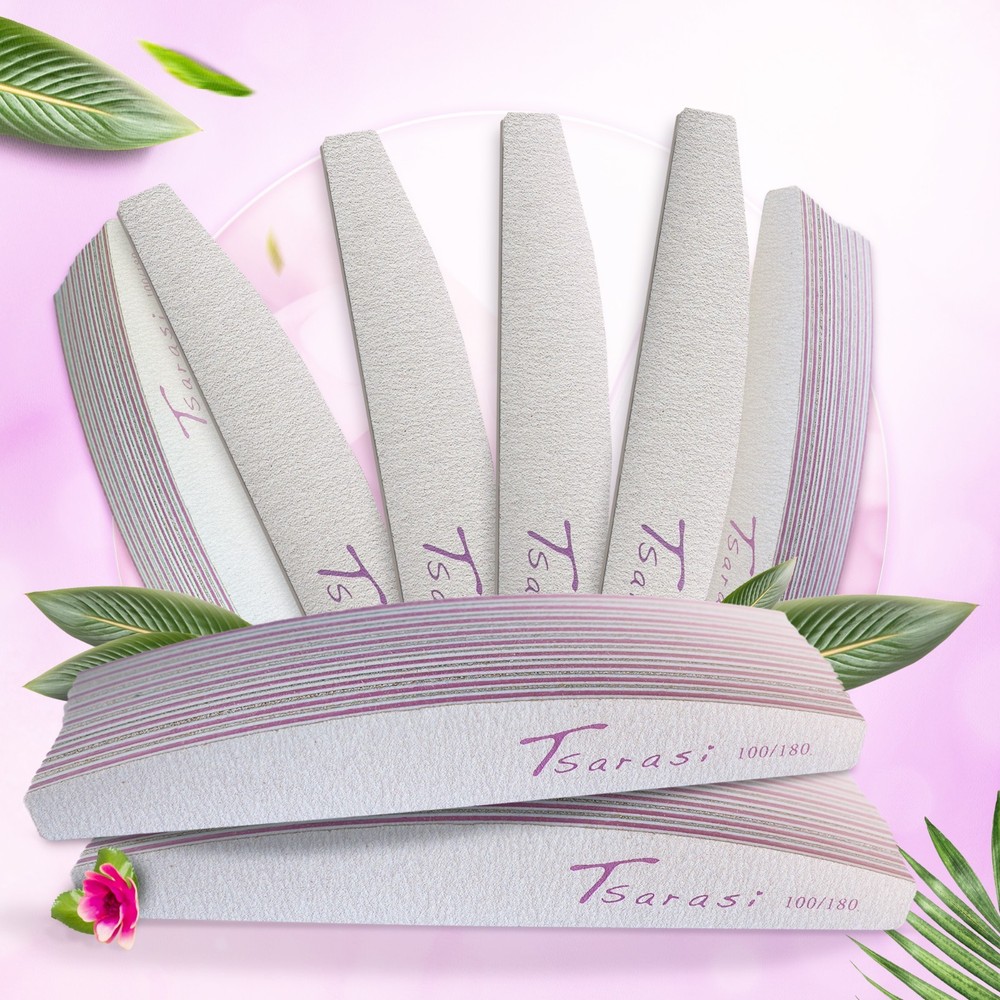 100PCS Nail Files 100/180 Grit Double-Sided Emery Boards for Home & Salon