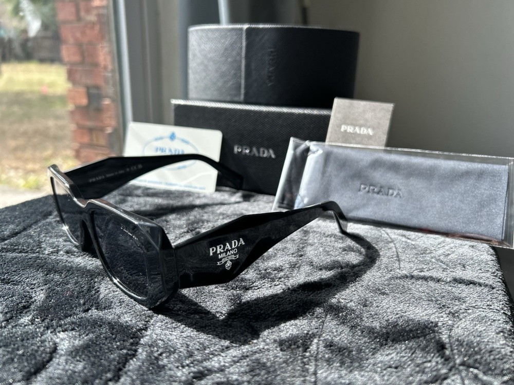 Prada PR17WS 1AB5S049 Womens Sunglasses 49mm Black Dark Grey Lens