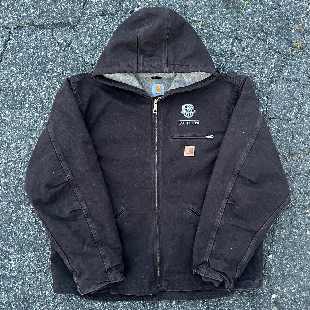 Vintage brown j141 y2k carhartt hooded work wear jacket