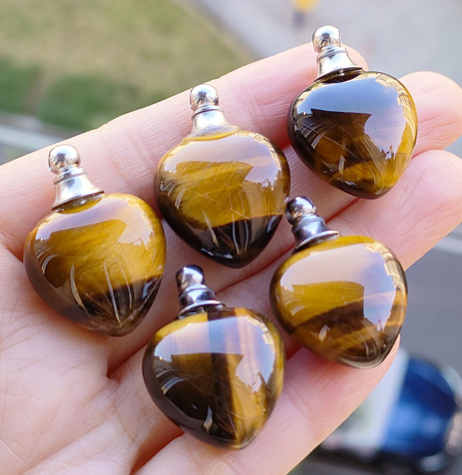 10pcs Natural tiger eye Gems Perfume bottle Pendants Chakra Reiki Healing Amulet