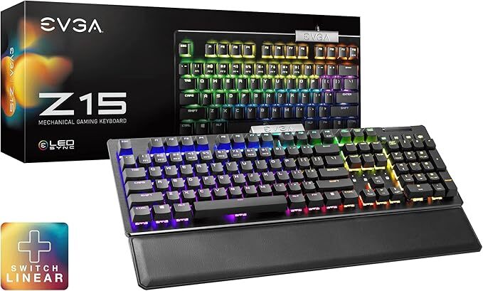EVGA Z15 RGB Gaming Keyboard with Hotswappable Kailh Switches and LED Backlight