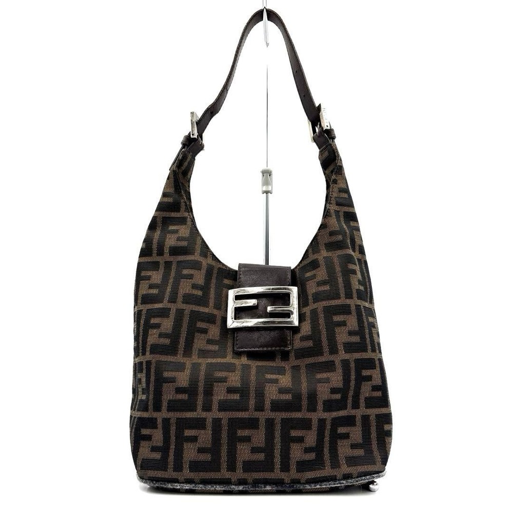 FENDI Zucca Mamma Bucket Shoulder Bag in Canvas Brown Authentic I060267