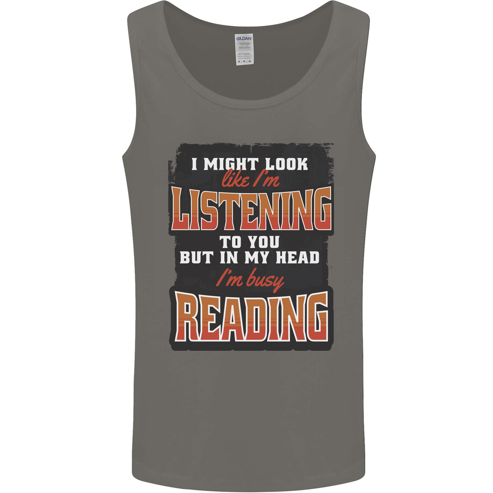 In My Head I'm Busy Reading Bookworm Mens Vest Tank Top