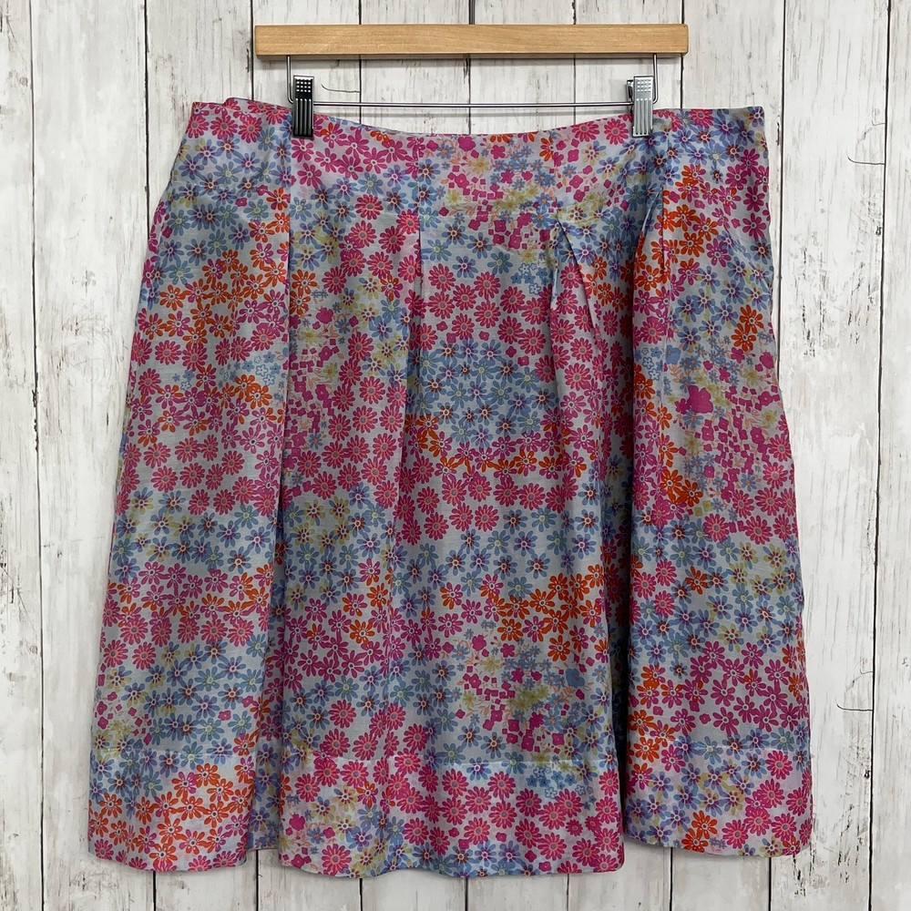 Pendleton Floral Lined Pleated Flowy Sheer Side Zip Summer Skirt Plus Size 18