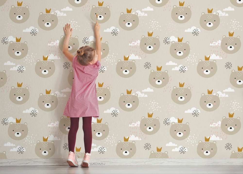 3D Bear Cloud Cartoon Pattern Wall Murals Wallpaper Murals Wall Sticker